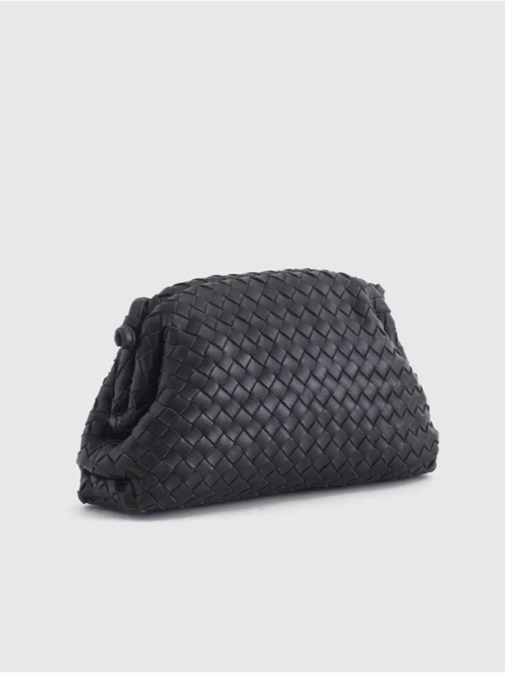 QUINCE Naomi Handwoven Leather Clutch – Black – EUC